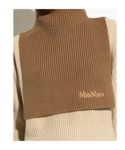 Max Mara Orsola Wool Ribbed Neckwarmer In Brown