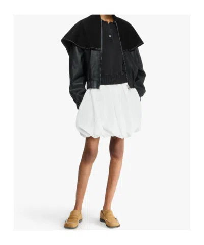 Jw Anderson Oversized-collar Leather Bomber Jacket In Black