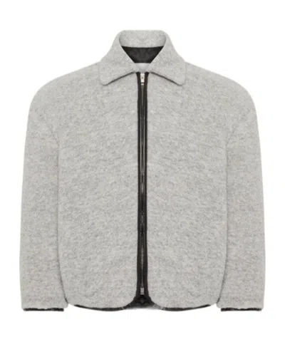 Jw Anderson Contrast Trim Casual Jacket Light Grey Melange In Gray