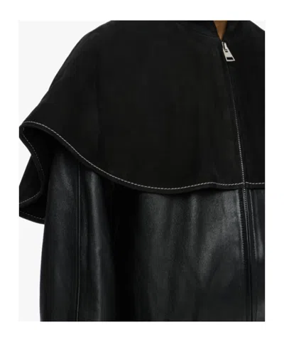Jw Anderson Oversized-collar Leather Bomber Jacket In Black