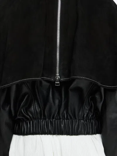 Jw Anderson Oversized-collar Leather Bomber Jacket In Black