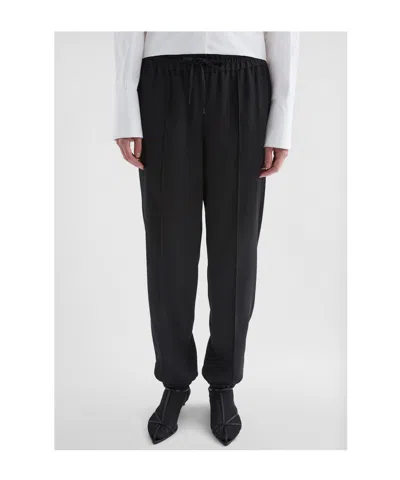 Jil Sander Twill Drawstring Trousers In Black