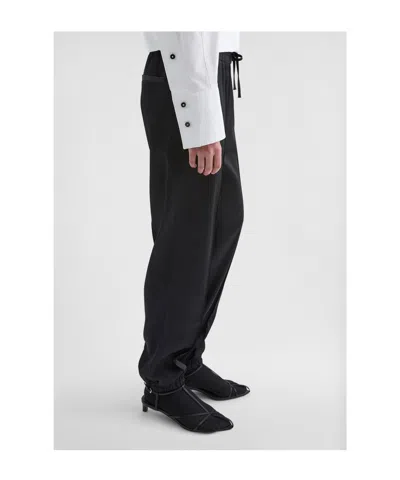 Jil Sander Twill Drawstring Trousers In Black