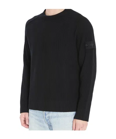 Stone Island Men's Cotton Crewneck Sweatshirt In Black