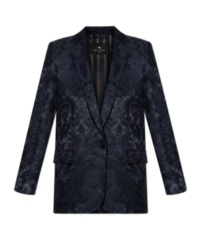 Etro Single-breasted One Button Jacket In Blue