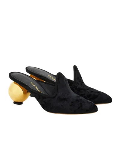Ferragamo Spherical Heel Mule In Black