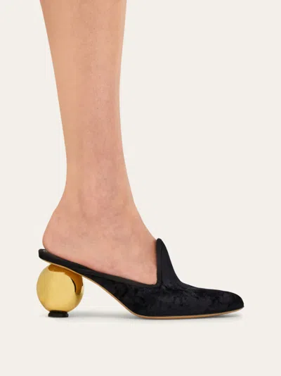 Ferragamo Spherical Heel Mule In Black