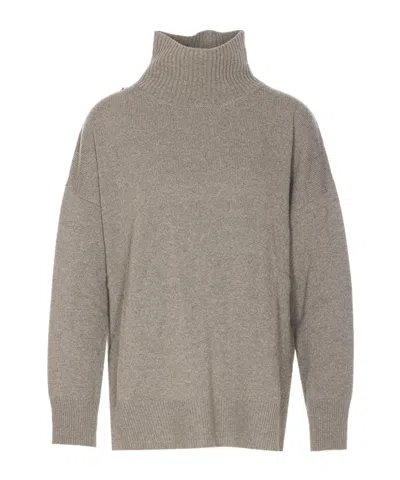 Roberto Collina Turtleneck Long-sleeved Sweater In Gold