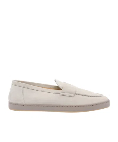 Brunello Cucinelli Loafers With Round Toe And Suede Finish In Neutral