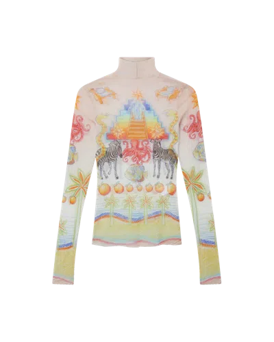 Casablanca Paris L'arbre De Vie Mesh Top In Multi