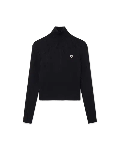 Casablanca Paris Rib High Neck Jumper In Black In Black