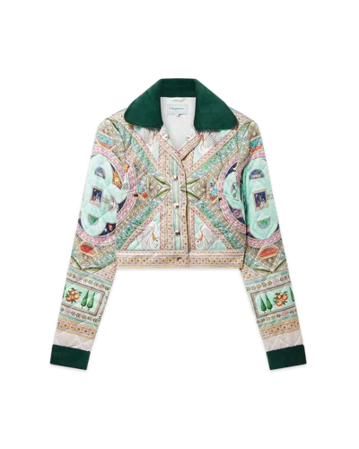 Casablanca Paris Le Labyrinthe Quilted Cropped Jacket In Green