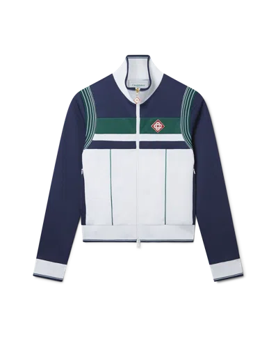 Casablanca Paris Ribbed Track Jacket In Green In Blue