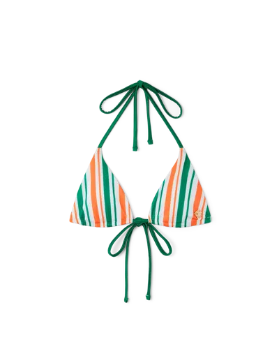 Casablanca Paris Striped String Bikini Top In Green In Multi