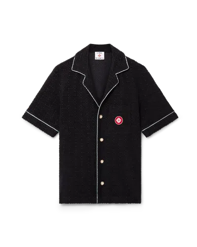 Casablanca Paris Monogram Jacquard Short-sleeve Towelling Shirt In Black