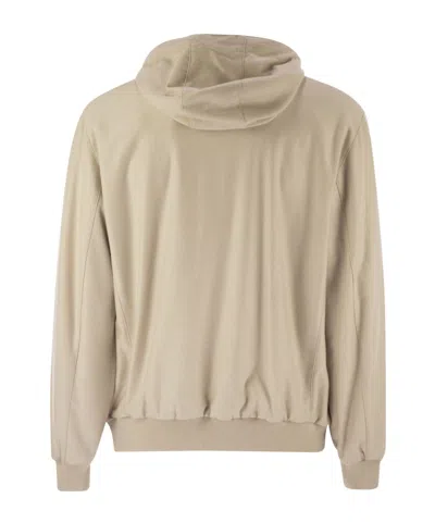 Fedeli Reversible Bomber Jacket With Hood In Cashmere Flannel And Airstop In Brown