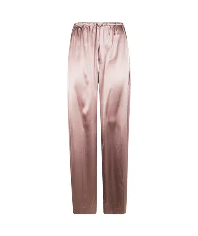 Dries Van Noten Puvis Bis Long 2033 Satin Trousers In Brown