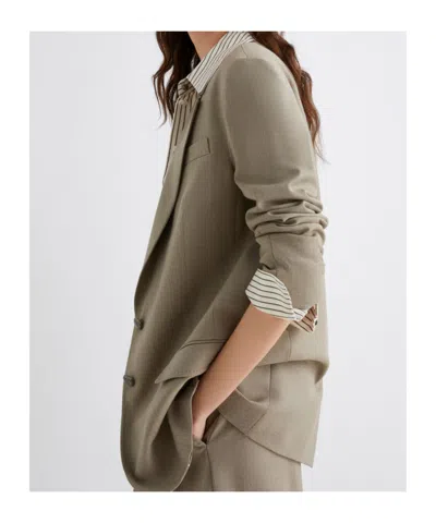 Marella Elegia Two-button Twill Blazer In Neutral