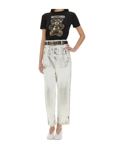 Moschino Graphic Bear Print Crew Neck T-shirt In Black