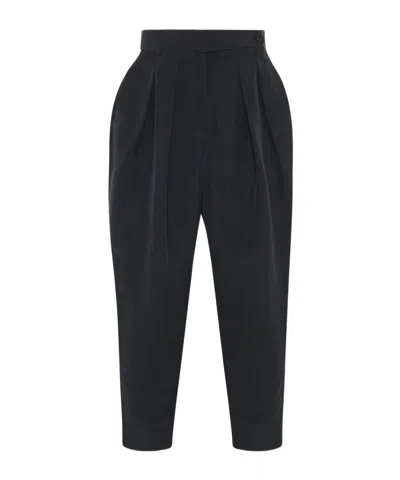 The Row Dyri Pleated Silk-shantung Tapered Pants In Black