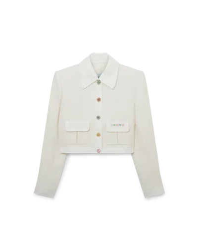 Casablanca Paris Tweed Fitted Jacket In Neutral