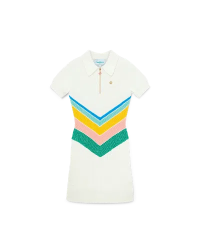 Casablanca Paris Boucle Chevron Dress In White