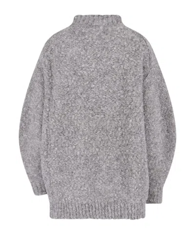 Isabel Marant Relaxed High Neck Sweater With Ribbed Hem And Dropped Shoulders In Gray