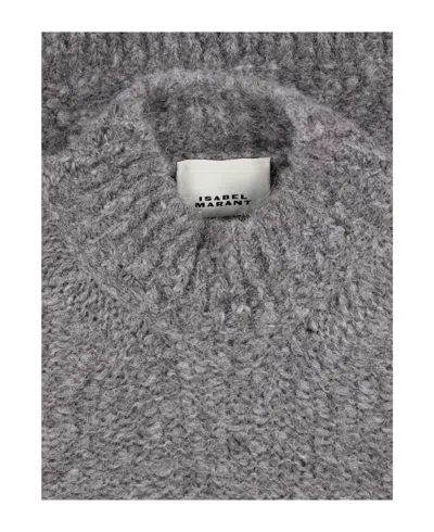 Isabel Marant Relaxed High Neck Sweater With Ribbed Hem And Dropped Shoulders In Gray