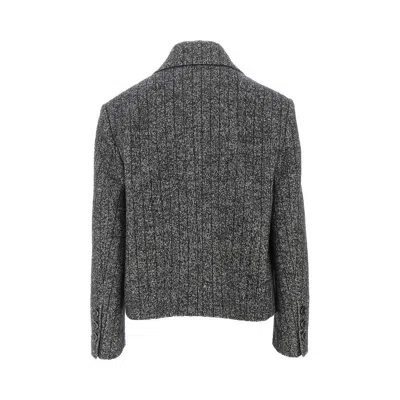 Dolce & Gabbana Striped Double-breasted Jacket In Gray