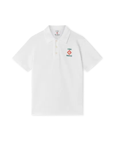 Casablanca Paris Logo Pique Polo Shirt In White