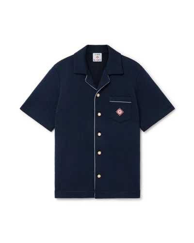 Casablanca Paris Jacquard Monogram Short-sleeve Shirt In Blue