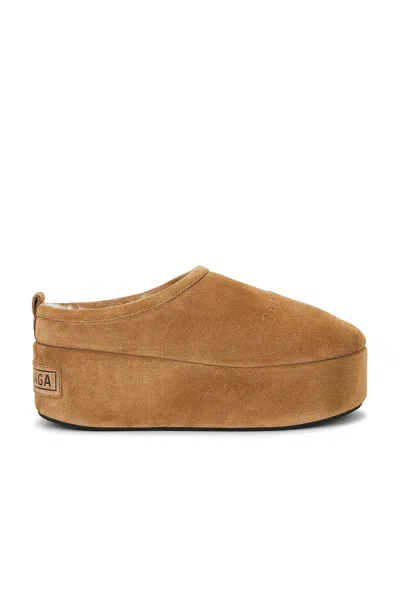 Balenciaga Women Alaska Soft Suede Mule With Plateau In Brown