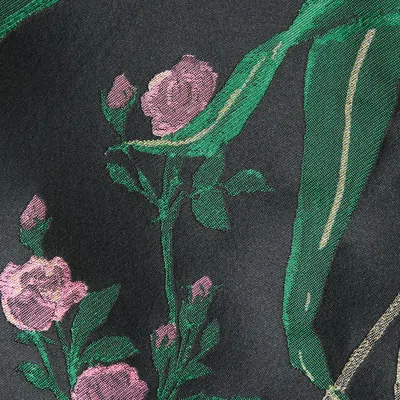 La Doublej Icon La Scala Feather-trimmed Floral-jacquard Top