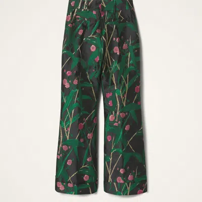 La Doublej Hendrix Cropped Floral-jacquard Crepe Wide-leg Pants In Multi