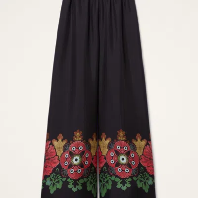 La Doublej Printed Silk Twill Palazzo Pants In Gold