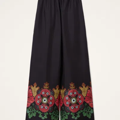 La Doublej Printed Silk Twill Palazzo Pants In Gold