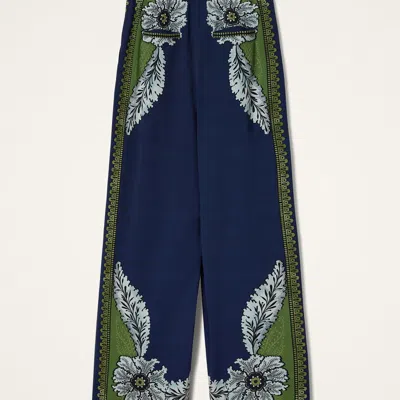 La Doublej Brooklyn Floral-print Pleated Trousers In Blue