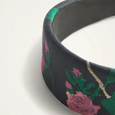 La Doublej Floral-jacquard Flat Headband In Black