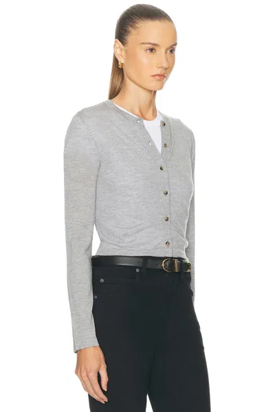 Khaite Button-front Wool-blend Cardigan In Silver