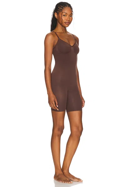 Skims Womens Cocoa Sculpt Ruched Stretch-woven Body In Brown
