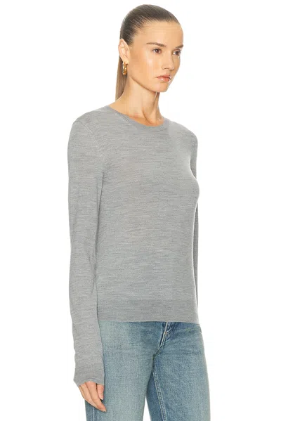 Saint Laurent Crewneck Knitted Jumper In Gray
