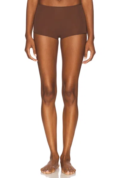 Skims Womens Cocoa High-rise Stretch-cotton Boy Shorts