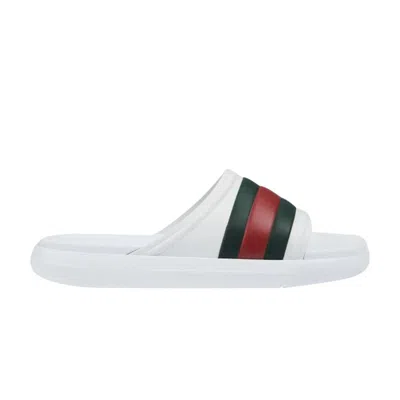 Pre-owned Gucci Web Slide Sandal 'white Green Red' | Men's Size 10