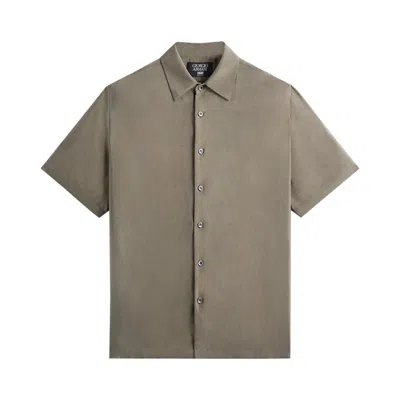 Pre-owned Kith X Giorgio Armani Silky Short Sleeve Button Up 'gravel' | Tan | Men's Size L In Brown