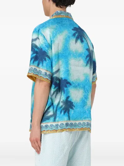 Casablanca Short Sleeve Cuban Collar Shirt In Burgundy