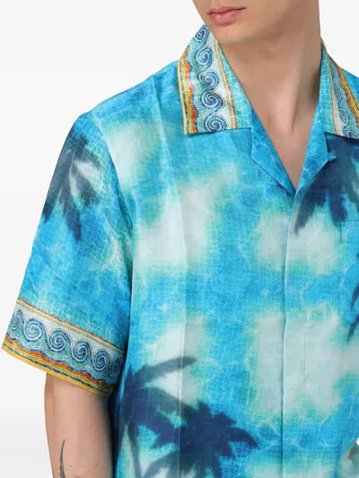 Casablanca Short Sleeve Cuban Collar Shirt In Burgundy