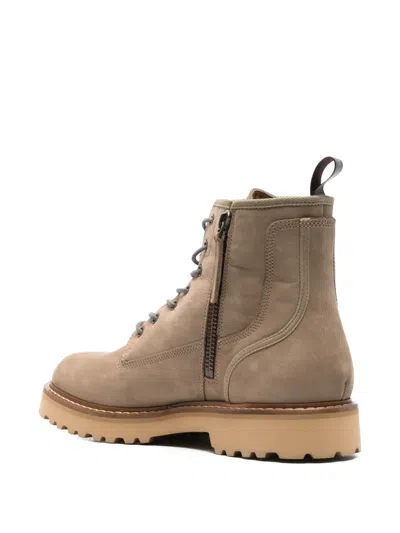 Woolrich Leather Ankle Boots With Lace-up Design In Neutral