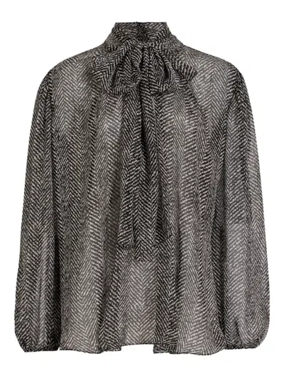 Dolce & Gabbana Dolce&gabbana Women Silk Chiffon Blouse In Gray