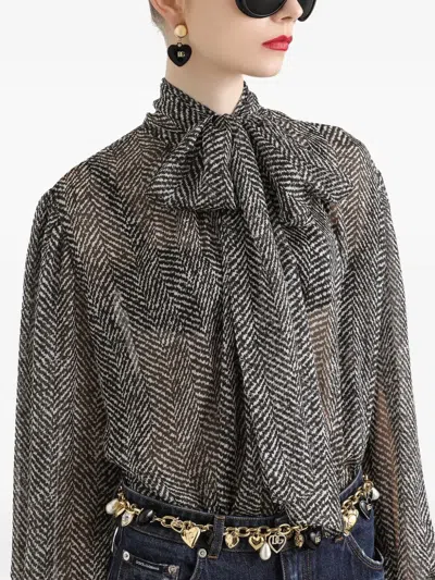 Dolce & Gabbana Dolce&gabbana Women Silk Chiffon Blouse In Gray