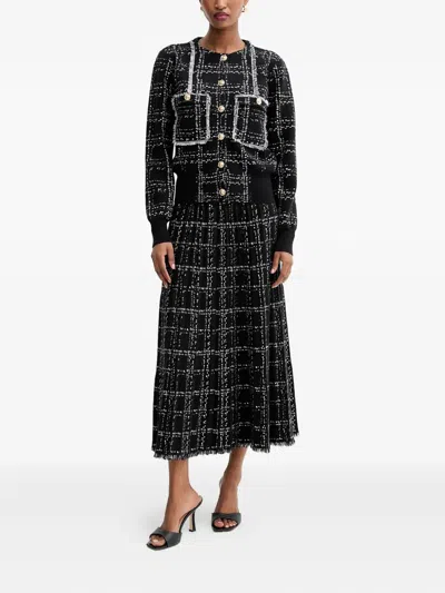 Silvian Heach Tweed-fringed Button-down Jacket In Multi